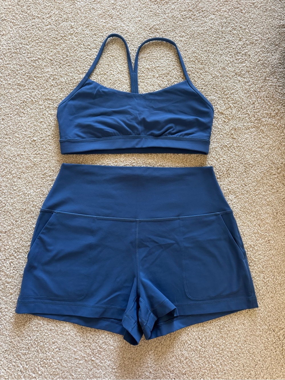 lululemon athletica Blue High-Waist Athletic Shorts and bra set